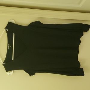 Express, cold shoulder, black long sleeve shirt.